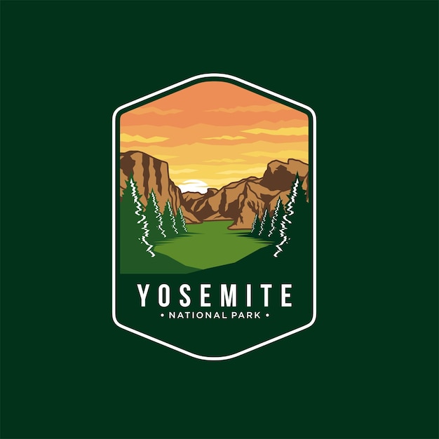 Emblemat Patch Logo Ilustracja Parku Narodowego Yosemite Na Ciemnym Tle