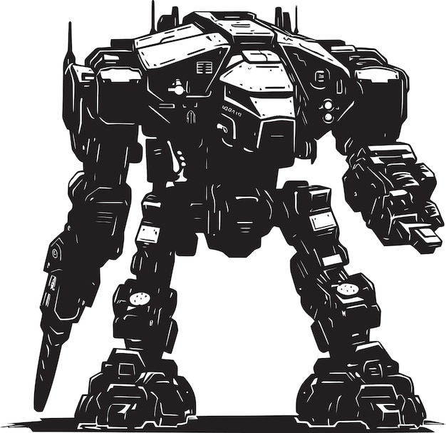 Plik wektorowy emblemat wojny futurystycznego enforcer icon iron vanguard czarny emblemat robota