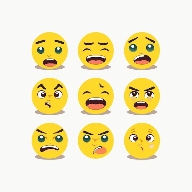 Emoji i smutny wektor zestaw ikon