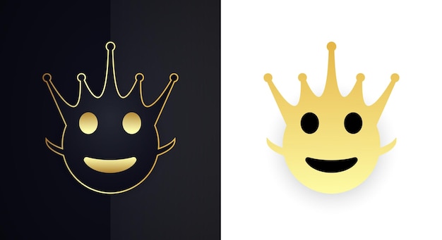 Plik wektorowy emoji uśmiechu korony w kolorze złotym i czarnym