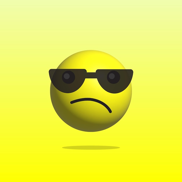 Plik wektorowy emoticon lentes triste kreskówka 3d