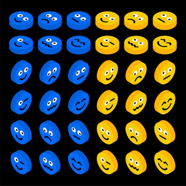 Emotikony zestaw ilustracji izometryczny