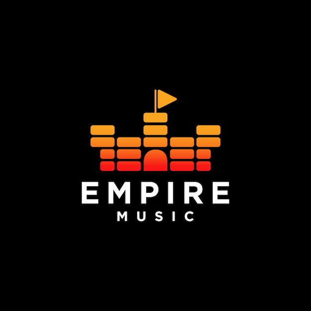 Empire Music Logo Zamek Muzyka Rytm Z Play Flaga Ikona Logo Ikona Wektor Szablon Na Czarnym Tle