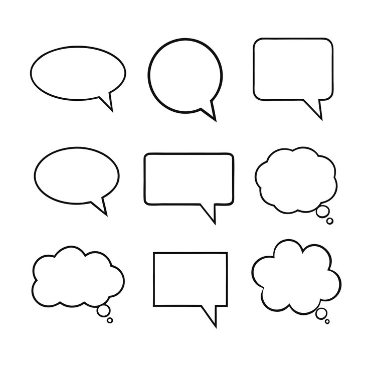 Wektor empty speech bubbles line art bundle wektorowy zestaw ilustracji