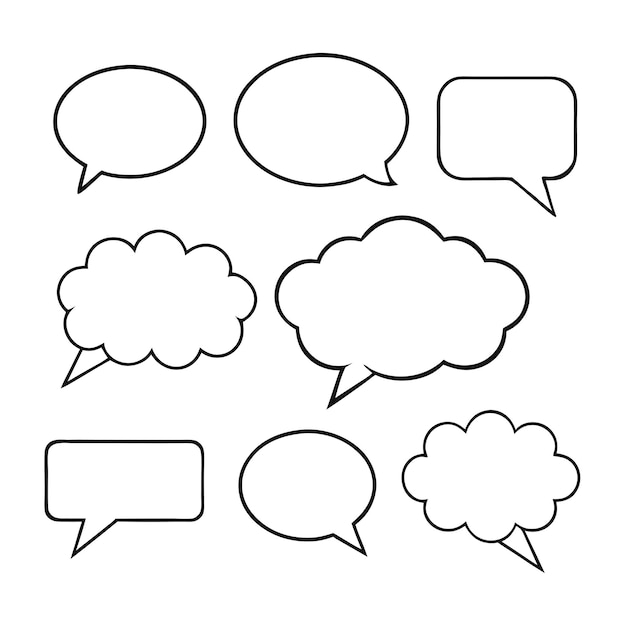 Empty Speech Bubbles Line Art Bundle Wektorowy zestaw ilustracji