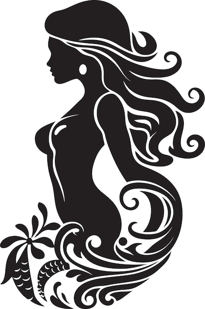 Plik wektorowy enchanted echo mermaid vector icon midnight mirage black mermaid logo (logo czarnej syreny)