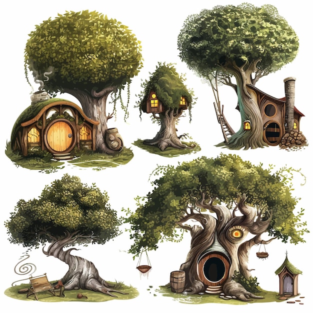 Enchanting_set_of_trees_and_hobbit_tree_house