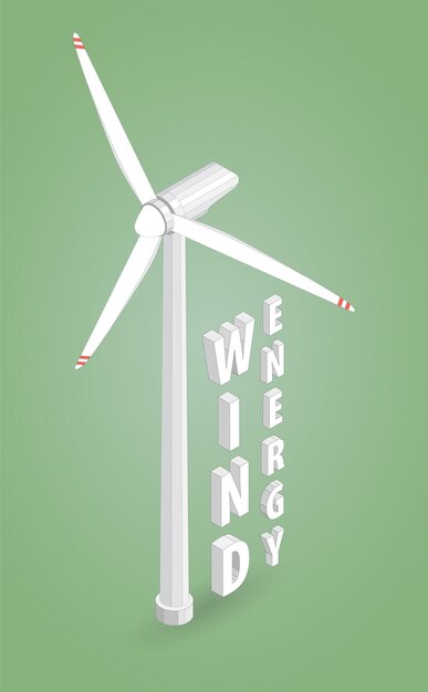 Plik wektorowy energia wiatrowa turbina wiatrowa elektrownia farm wiatrowych wykres izometryczny
