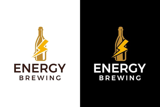 Energy Brewing Logo Butelka Piwa Logo Bolt Logo Design