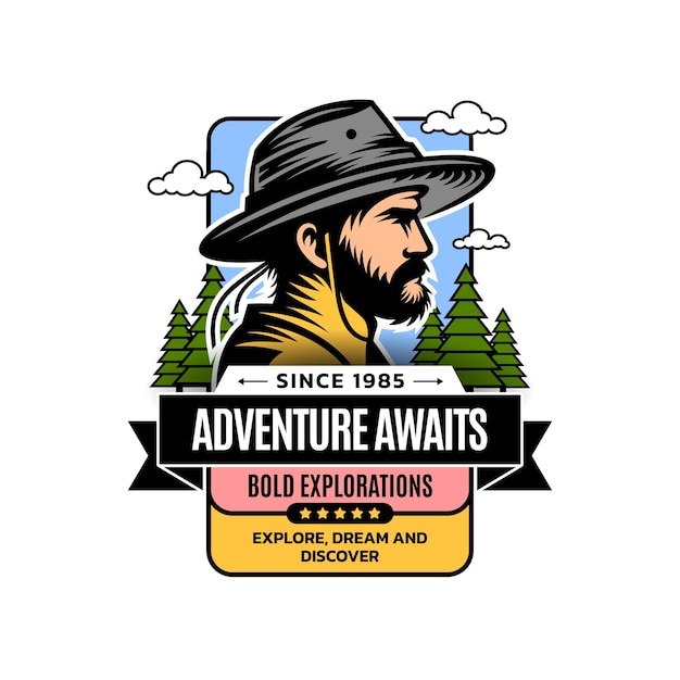 Epic Adventure Travel Emblem Inspiring Outdoor Vector Travel Badge Ilustracja