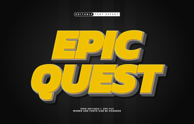 epickie quest edytowalny efekt tekstowy ze stylem tekstu dla dzieci i bohaterów