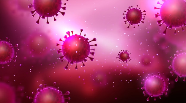 Epidemia Koronawirusa. Mikroskopowe Zbliżenie Choroby Covid-19. Zatrzymaj Ilustrację Koronawirusa