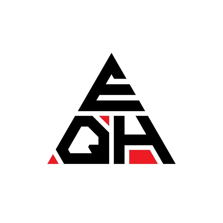 Wektor eqh trójkątowy projekt logo z kształtem trójkąta eqh trzykątny projekt logo monogram eqh wektorowy trójkąty szablon logo z czerwonym kolorem eqh logo trójkątne proste eleganckie i luksusowe logo