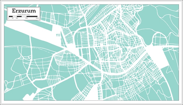 Erzurum Turcja Mapa Miasta W Stylu Retro. Mapa Przeglądowa. Ilustracja Wektorowa.