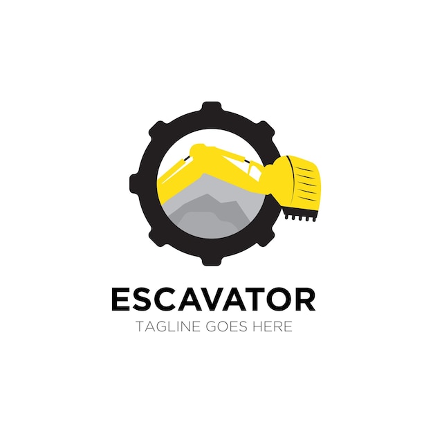 Escavator Budowa Logo Tamplate Wektor