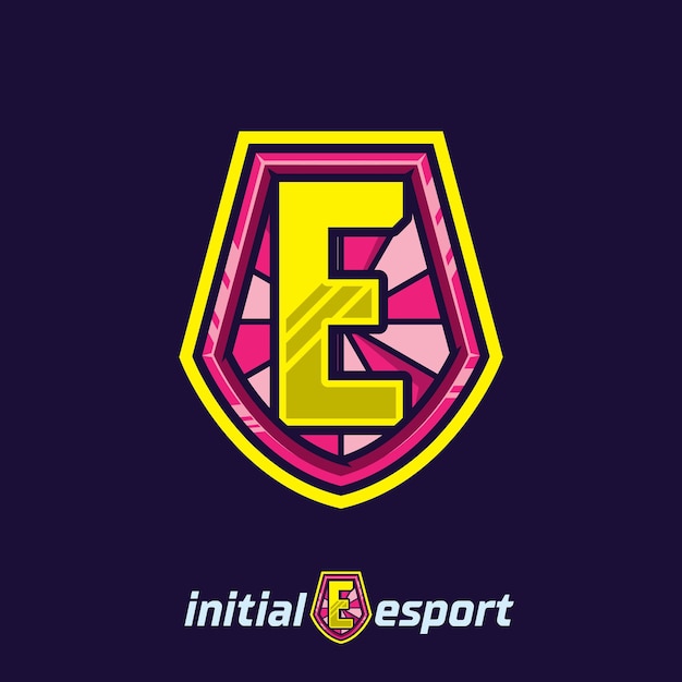 Esport E Logo Ilustracja Szablon Esport Maskotka List Wektor Projektowanie Logo Gry Projektowanie