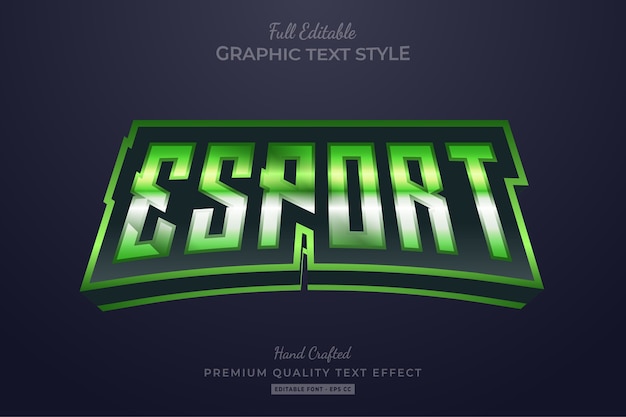 Esport Glow Green Edytowalny Premium Text Style Effect