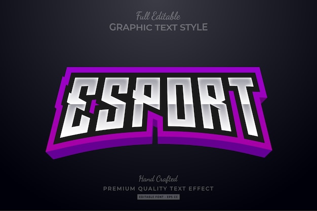 Plik wektorowy esport purple editable premium text style effect