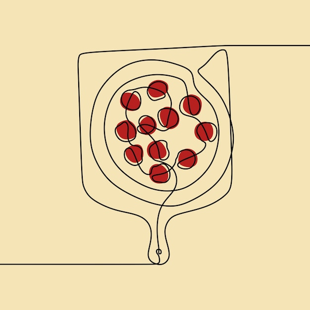 Estetyczna Pizza Jednoliniowa, Ciągła, Jednoliniowa, Edytowalna, Ręcznie Rysowana
