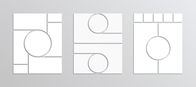 Et Of Szablony Moodboardów Fotograficznych Kolekcja Układu Kolażu Drzewnego Siatka Tablicy Nastroju Mozaikowa Ramka Na Zdjęcia