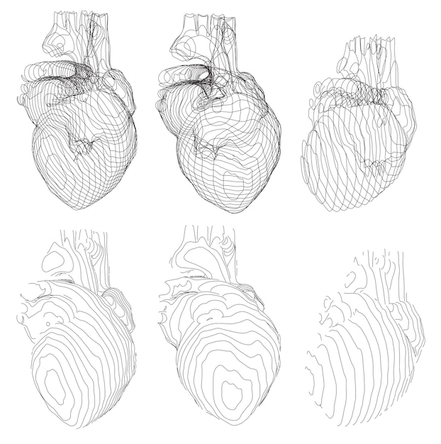 Plik wektorowy et zarysów w formie badania serca