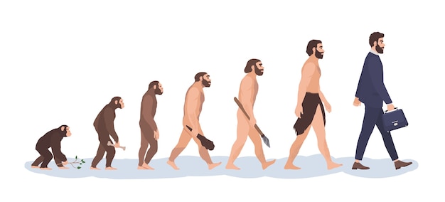 Plik wektorowy etapy ewolucji człowieka.