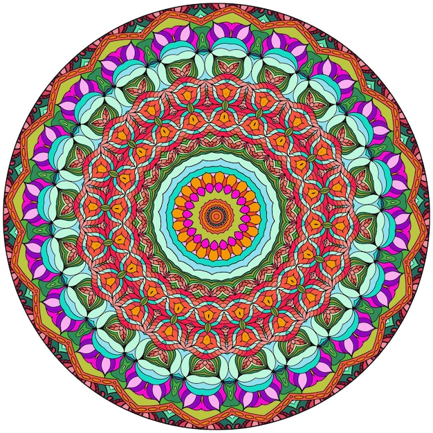 Etniczna Mandala Z Kolorowymi Ozdobami W Jasnych Kolorach