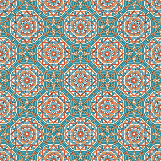 Etniczne floral bez szwu deseń z Mandalas