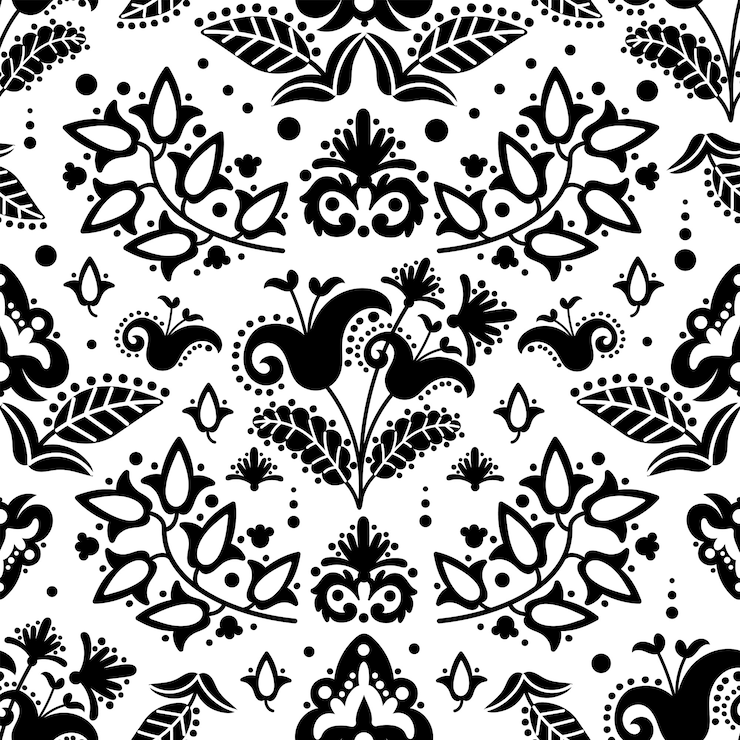 Wektor etniczny tatar czarny orientalny ornament doodle ludowy wzór ilustracji wektorowych do drukowania tkanin i papieru cyfrowego
