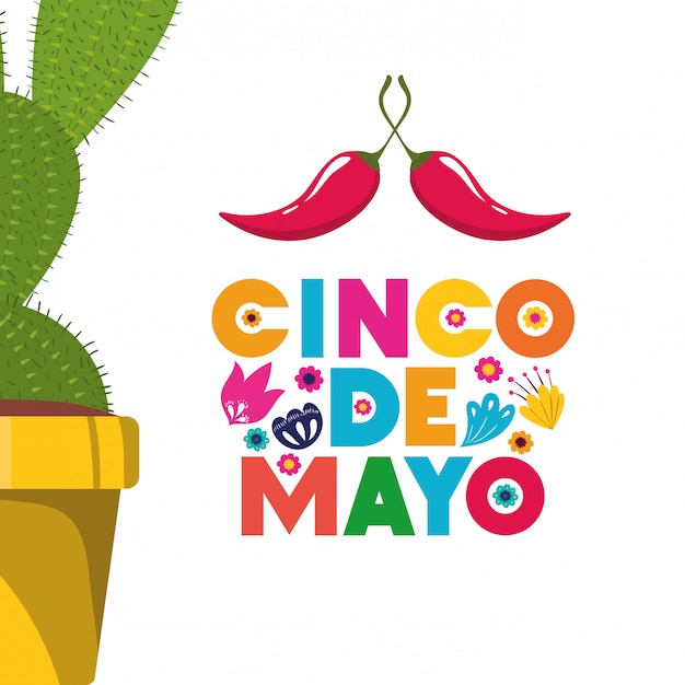Etykieta Cinco De Mayo Z Ikoną Kaktusa
