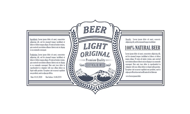 Plik wektorowy etykieta opakowania w stylu vintage lub naklejka na butelkę piwa