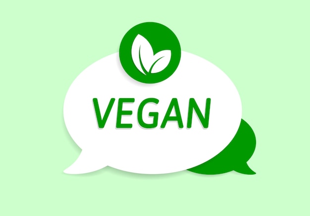 Plik wektorowy etykieta wegetariańskiego produktu spożywczego na bazie roślin zielona bańka mowy