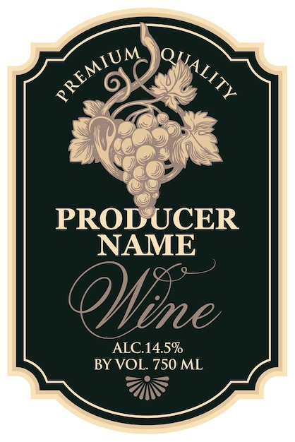 Plik wektorowy etykieta wina z kiścią winogron
