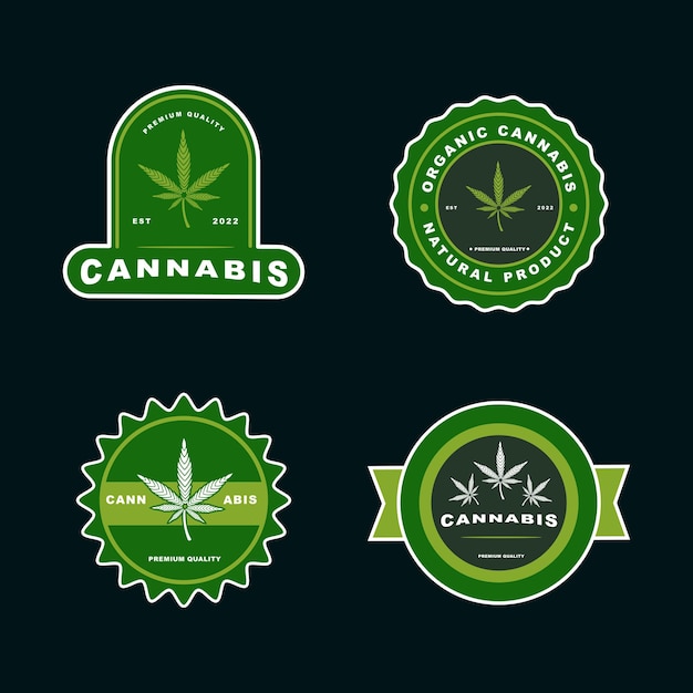 Etykiety Cannabis Marihuana Hemp Pot Leaf