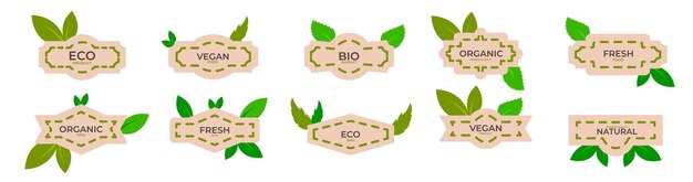 Plik wektorowy etykiety produktów naturalnych eko-zielone plamki logo nalepki na produkty ekologiczne ilustracja wektorowa