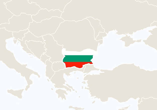 Europa Z Podświetloną Mapą Bułgarii. Ilustracja Wektorowa.
