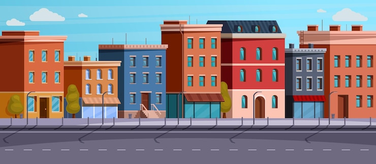 Wektor europejska ulica ze starymi domami i rowerami ilustracja wektorowa