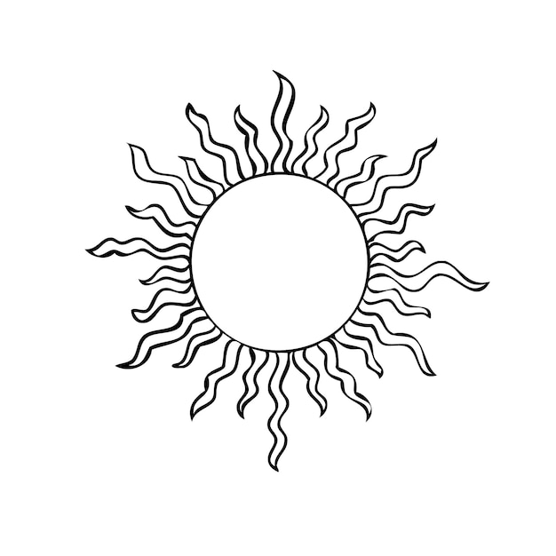 Ezoteryczne Symbole Słońca Niebieskie Znaki Ilustracji Wektorowych W Wyciągnąć Rękę