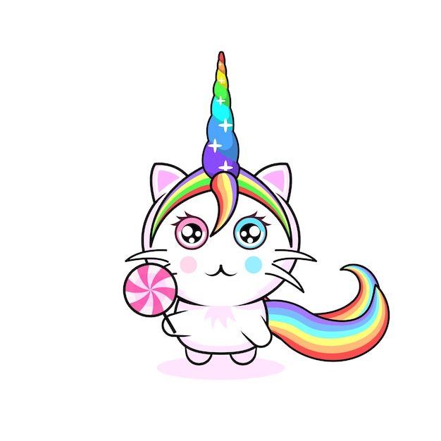 Plik wektorowy fabulous abstract color cute cat unicorn horn shadow vector design card style