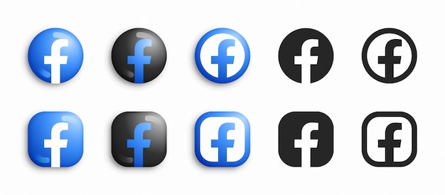 Facebook nowoczesne 3d i płaskie zestaw ikon