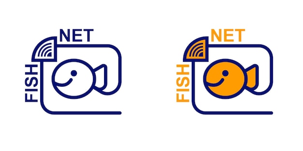 Fajna Koncepcja Logo Niebieskiej I Pomarańczowej Sieci Rybnej