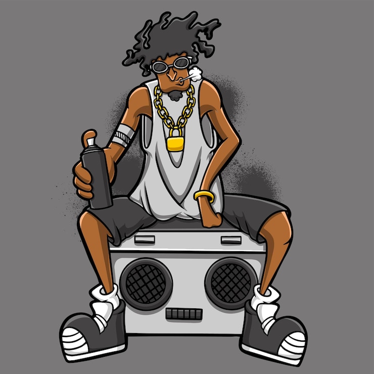 Wektor fajne czarne mężczyźni hip hop cartoon