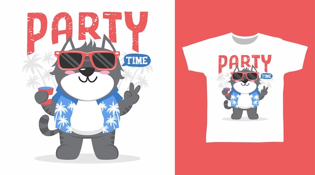 Plik wektorowy fajne projekty koszulek i odzieży z kreskówek dla kotów