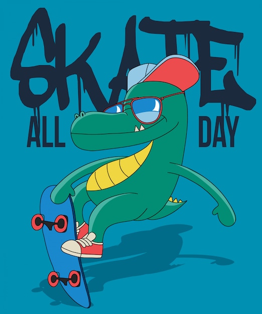 Plik wektorowy fajne skateboarding dinozaurów