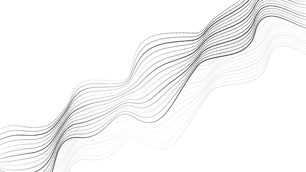 Fala abstrakcyjna muzyki z wielu linii Krzywa czarne linie na białym tle Wektor dynamiczne paski faliste