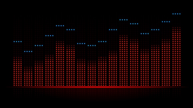 Plik wektorowy fala dźwiękowa audiowizualna korektora. ilustracja o dynamice muzyki ze sprzętu elektronicznego.