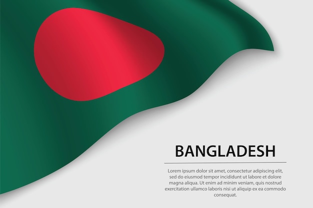 Fala Flaga Bangladeszu Na Białym Tle Szablon Wektor Transparent Lub Wstążka Na Dzień Niepodległości