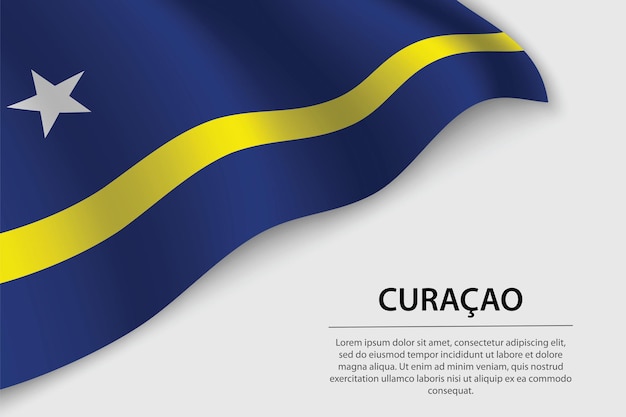 Fala Flaga Curacao Na Białym Tle Szablon Wektor Transparent Lub Wstążka Na Dzień Niepodległości