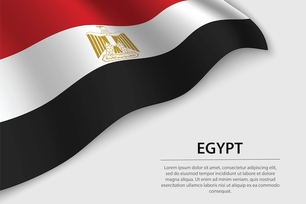 Fala Flaga Egiptu Na Białym Tle Szablon Wektor Transparent Lub Wstążka Na Dzień Niepodległości