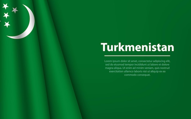 Fala flagi Turkmenistanu z tłem copyspace